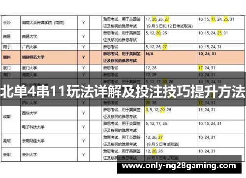 北单4串11玩法详解及投注技巧提升方法
