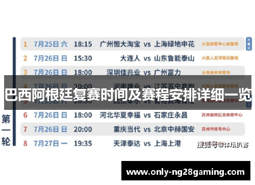 巴西阿根廷复赛时间及赛程安排详细一览